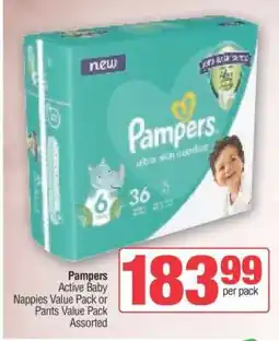Spar Pampers Active Baby Nappies Value Pack or Pants Value Pack Assorted offer