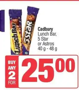 Spar Cadbury Lunch Bar, 5 Star or Astros offer