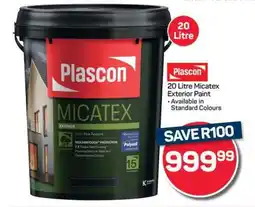 Pick n Pay Hypermarket Plascon 20 Litre Micatex Exterior Paint offer