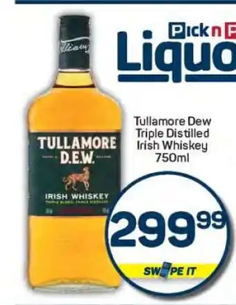 Pick n Pay Tullamore Dew Triple Distilled Irish Whiskey 750ml offer