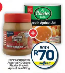 Pick n Pay Hypermarket PnP Peanut Butter Assorted 400g and Rhodes Smooth Apricot Jam 900g offer