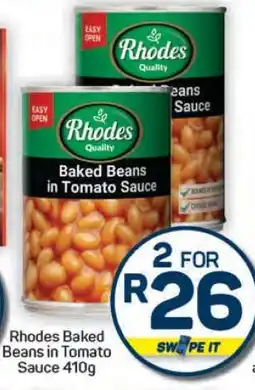 Pick n Pay Hypermarket Rhodes Baked Beans in Tomato Sauce 410g offer