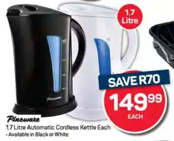 Pick n Pay Hypermarket Pineware 1.7 Litre Automatic Cordless Kettle offer