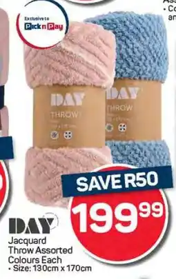 Pick n Pay Hypermarket Jacquard Throw Assorted Colours Each offer