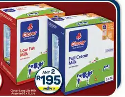 Pick n Pay Hypermarket Clover Long Life Milk Assorted 6 x 1 Litre offer