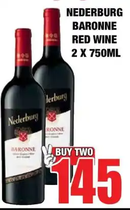 Boxer Nederburg Baronne Red Wine 2 x 750ml offer