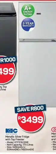 Pick n Pay Hypermarket KIC Metallic Silver Fridge offer