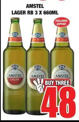 Boxer AMSTEL LAGER RB 3 X 660ML offer