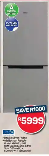 Pick n Pay Hypermarket Metallic Silver Fridge with Bottom Freezer offer