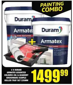 Boxer 2 x Duram Armatex Assorted Colours 20L & Academy Brushware Ecopile Roller Tray Set 225mm offer