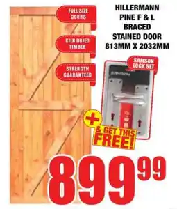 Boxer HILLERMANN PINE F & L BRACED STAINED DOOR 813MM X 2032MM offer