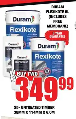 Boxer DURAM FLEXIKOTE 5L (INCLUDES FREE MEMBRANE) offer