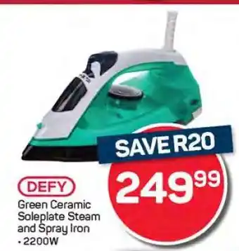 Pick n Pay Hypermarket DEFY Green Ceramic Soleplate Steam and Spray Iron offer