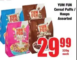 Boxer YUM FUN Cereal Puffs / Hoops Assorted offer