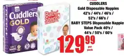 Boxer CUDDLERS Gold Disposable Nappies / BABY STEPS Disposable Nappies offer