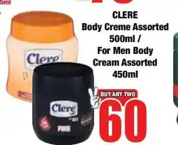 Boxer CLERE Body Creme Assorted 500ml / For Men Body Cream Assorted 450ml offer