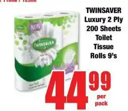 Boxer TWINSAVER Luxury 2 Ply 200 Sheets Toilet Tissue Rolls 9's offer