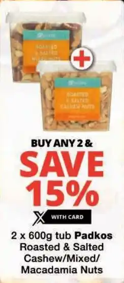Checkers Padkos Roasted & Salted Cashew/Mixed/ Macadamia Nuts offer