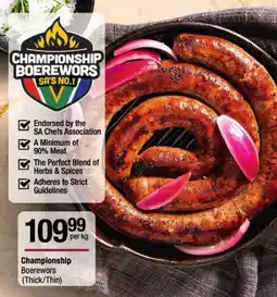 Checkers Championship Boerewors offer