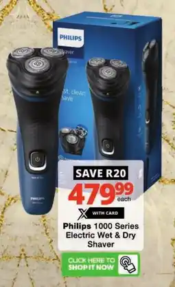 Checkers Philips 1000 Series Electric Wet & Dry Shaver offer