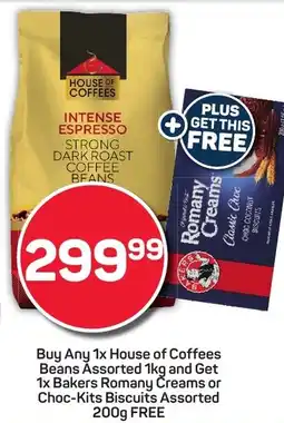 Pick n Pay Hypermarket Buy Any House of Coffees Beans Assorted and Get Bakers Romany Creams or Choc-Kits Biscuits Assorted FREE offer