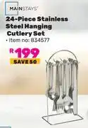 Game Mainstays 24 Piece Stainless Steel Hanging Cutlery Set offer