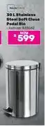 Game Mainstays 30L Stainless Steel Soft Close Pedal Bin offer