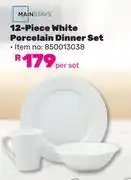 Game Mainstays 12 Piece White Porcelain Dinner Set-Per Set offer