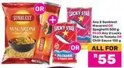 Game 2 x Sunblest Macaroni Or Spaghetti 500g Plus 2 x Lucky Star In Tomato Or Chilli Sauce 155g-For All offer