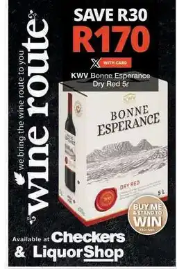 Checkers KWV Bonne Esperance Dry Red 5L offer