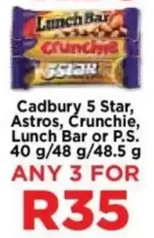 Food Lover's Market Cadbury 5 Star, Astros, Crunchie, Lunch Bar or P.S. offer