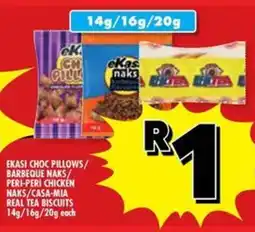Usave Ekasi choc pillows/ barbeque naks/ peri-peri chicken naks/casa-mia real tea biscuits offer