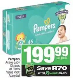 Spar Pampers Active Baby Diapers or Pants Value Pack Assorted offer
