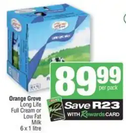 Spar Orange Grove Long Life Full Cream or Low Fat Milk offer