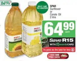 Spar SPAR Sunflower or Canola Oil offer