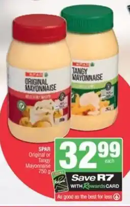 Spar SPAR Original or Tangy Mayonnaise offer