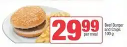 Spar Beef Burger and Chips offer