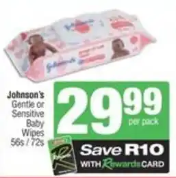 Spar Johnson's Gentle or Sensitive Baby Wipes offer