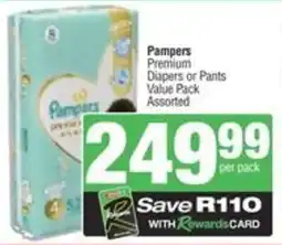 Spar Pampers Premium Diapers or Pants Value Pack Assorted offer