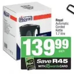 Spar Royal Automatic Corded Kettle offer