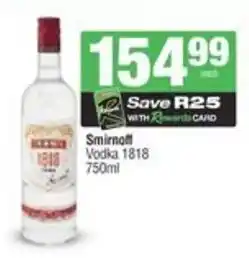 Spar Smirnoff Vodka 1818 offer