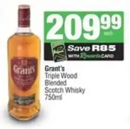 Spar Grant's Triple Wood Blended Scotch Whisky offer