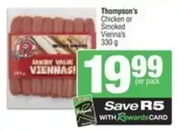 Spar Thompson's Chicken or Smoked Vienna's offer