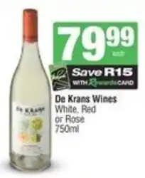 Spar De Krans Wines White, Red or Rose offer
