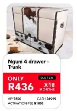 Astra Furnishers Nguni 4 drawer Trunk offer