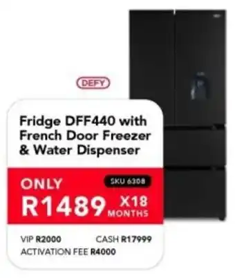 Astra Furnishers DEFY Fridge DFF440 with French Door Freezer & Water Dispenser offer