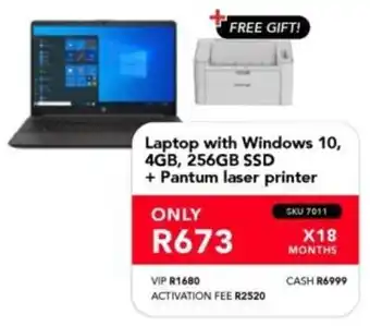 Astra Furnishers Laptop with Windows 10, 4GB, 256GB SSD + Pantum laser printer offer