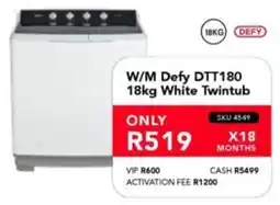 Astra Furnishers DEFY W/M DTT180 White Twintub offer