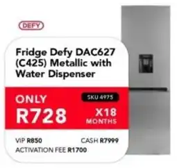 Astra Furnishers DEFY Fridge DAC627 (C425) Metallic with Water Dispenser offer