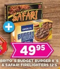 Goal Supermarket Brito's budget burger & safari firelighters offer